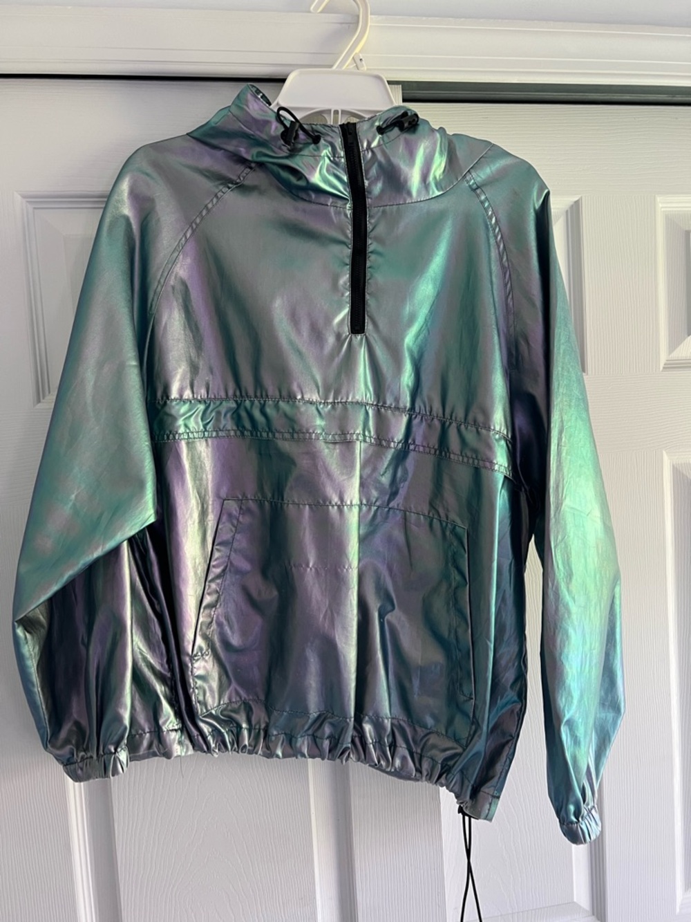 Urban Outfitters Iridescent Green-Purple Hooded Anorak
